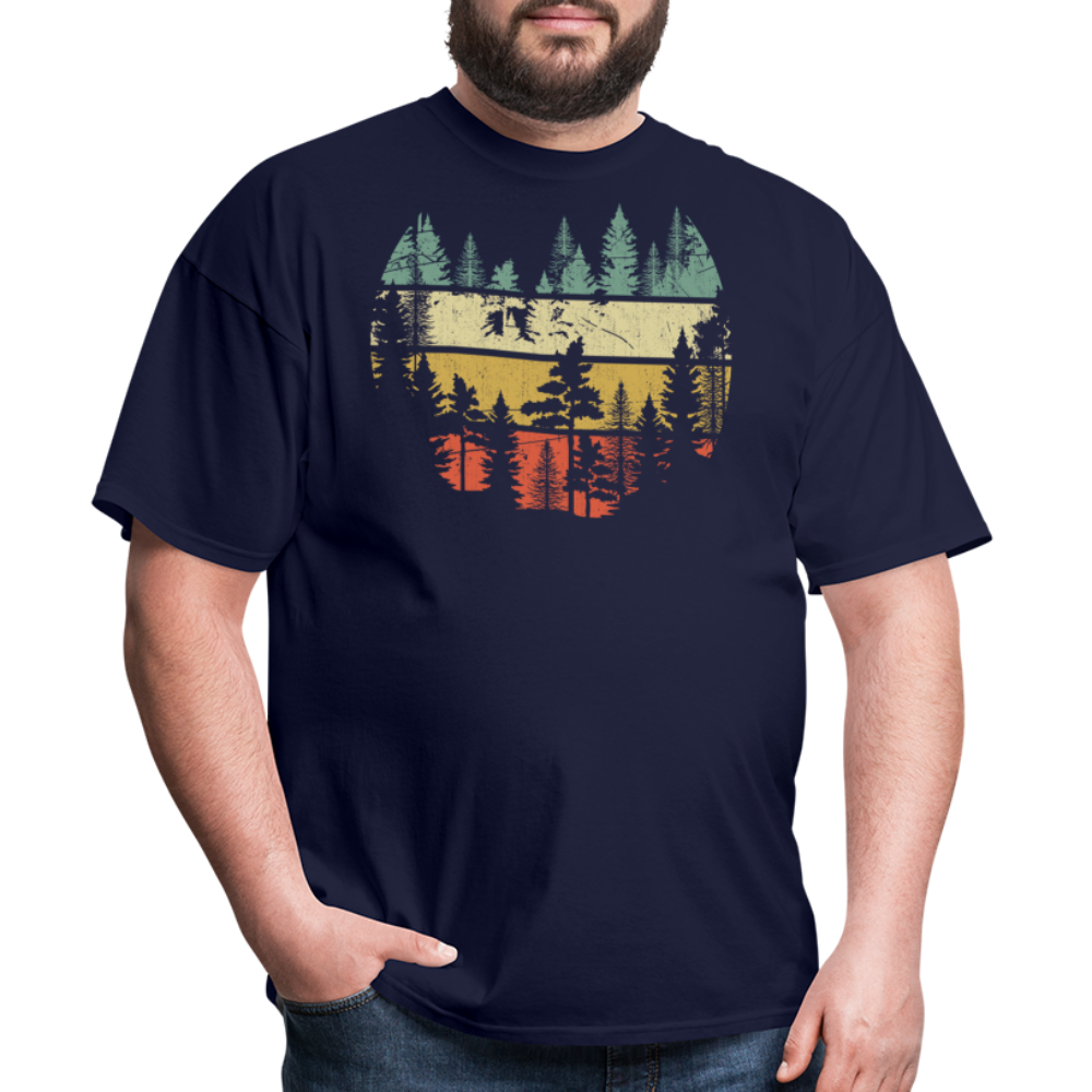Vintage Look Wildlife Trees Outdoors Nature Retro Forest Unisex Classic T-Shirt - navy