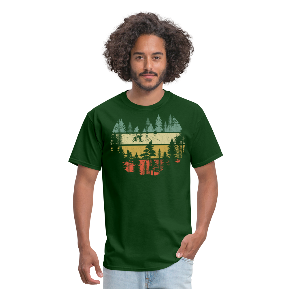 Vintage Look Wildlife Trees Outdoors Nature Retro Forest Unisex Classic T-Shirt - forest green