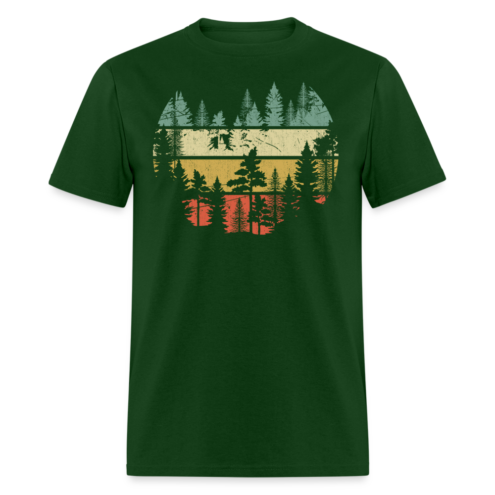 Vintage Look Wildlife Trees Outdoors Nature Retro Forest Unisex Classic T-Shirt - forest green