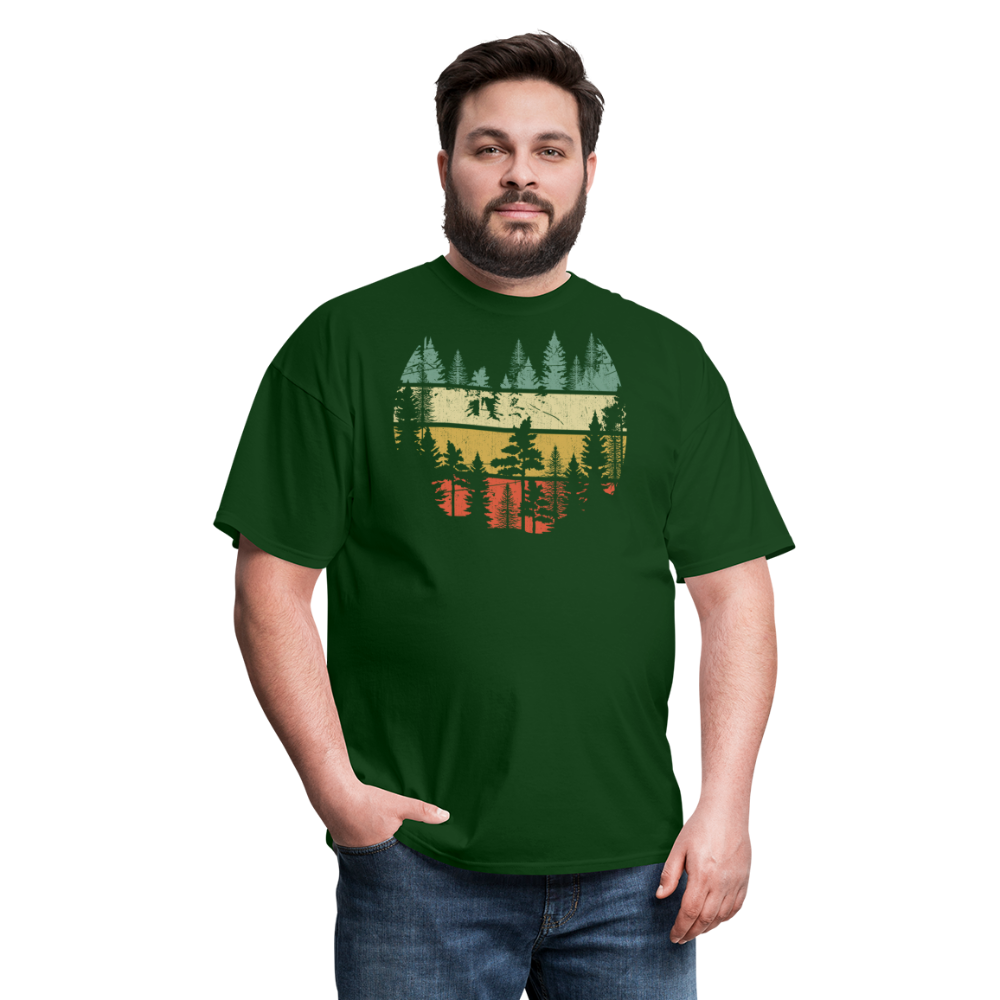 Vintage Look Wildlife Trees Outdoors Nature Retro Forest Unisex Classic T-Shirt - forest green