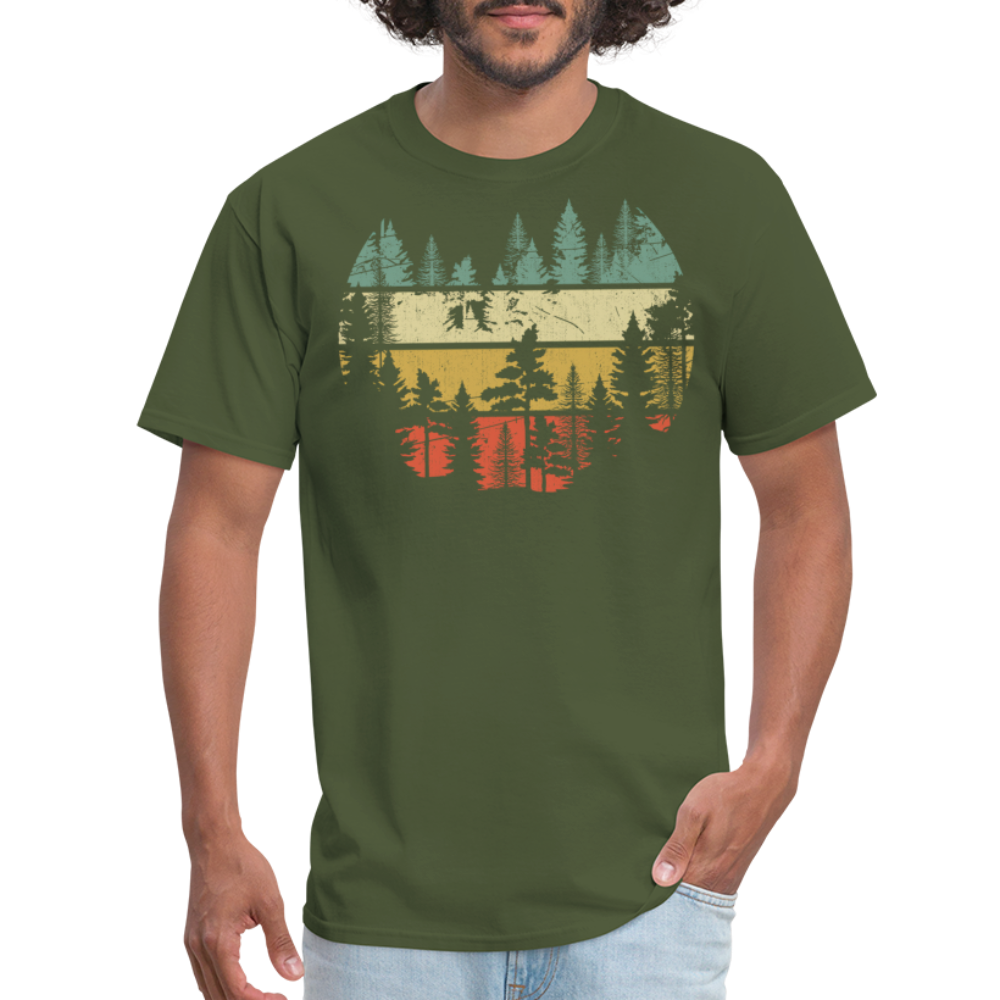 Vintage Look Wildlife Trees Outdoors Nature Retro Forest Unisex Classic T-Shirt - military green