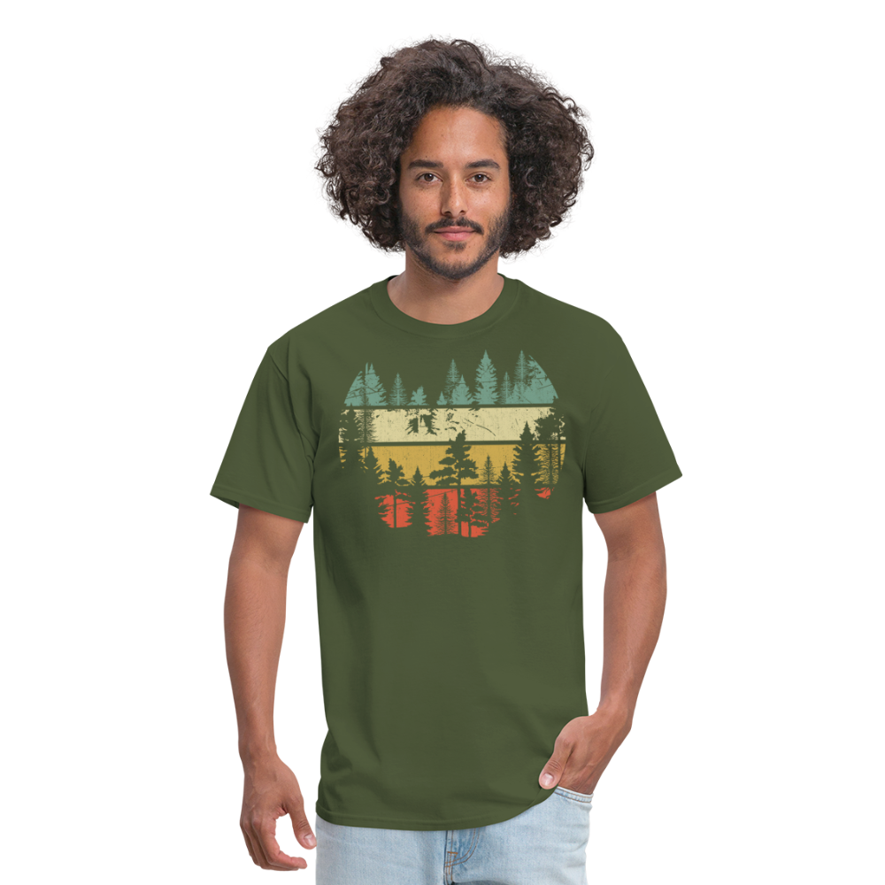 Vintage Look Wildlife Trees Outdoors Nature Retro Forest Unisex Classic T-Shirt - military green