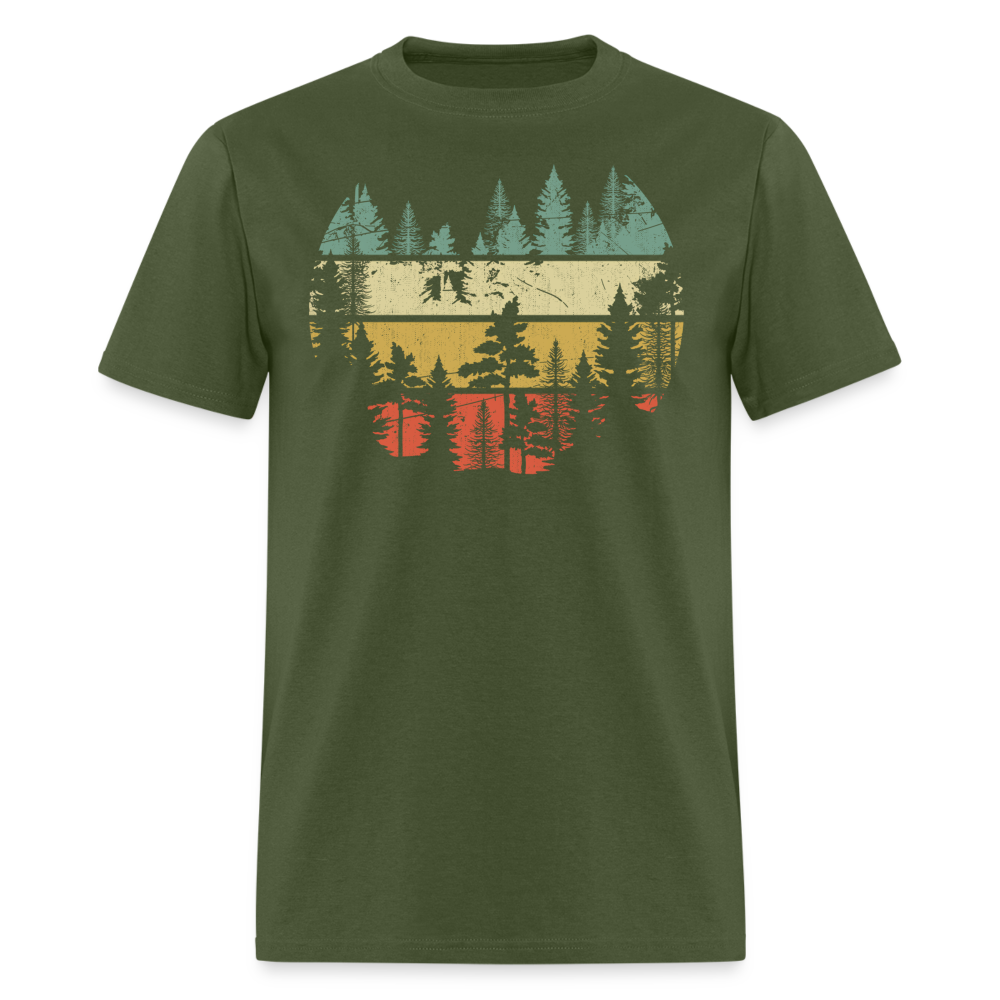 Vintage Look Wildlife Trees Outdoors Nature Retro Forest Unisex Classic T-Shirt - military green