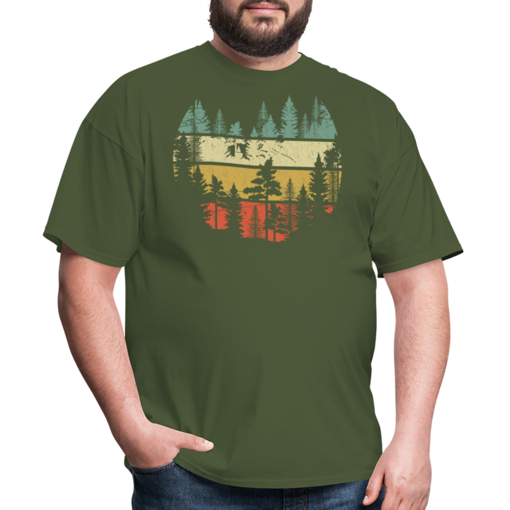 Vintage Look Wildlife Trees Outdoors Nature Retro Forest Unisex Classic T-Shirt - military green