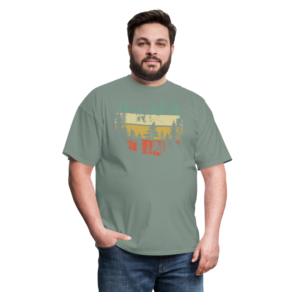 Vintage Look Wildlife Trees Outdoors Nature Retro Forest Unisex Classic T-Shirt - sage