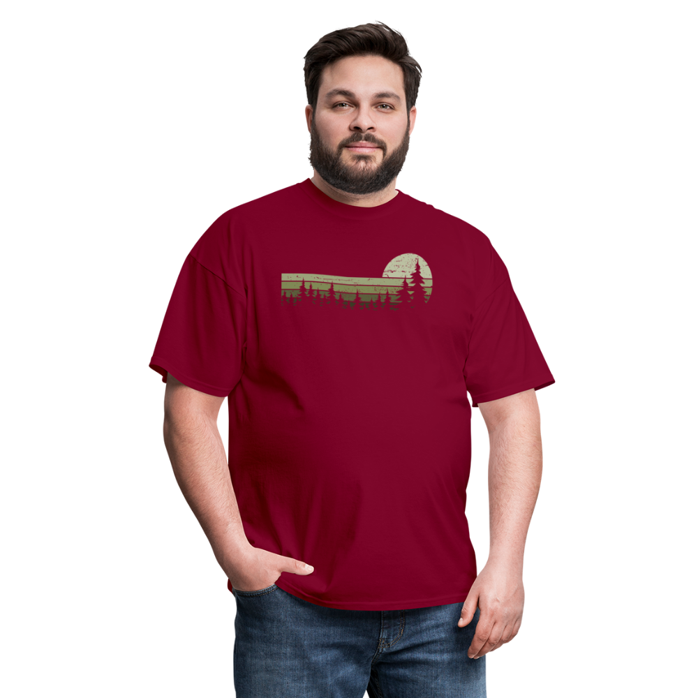 Trees Wildlife Nature Forest Graphic Tee Retro Vintage-Look Unisex T-Shirt - burgundy