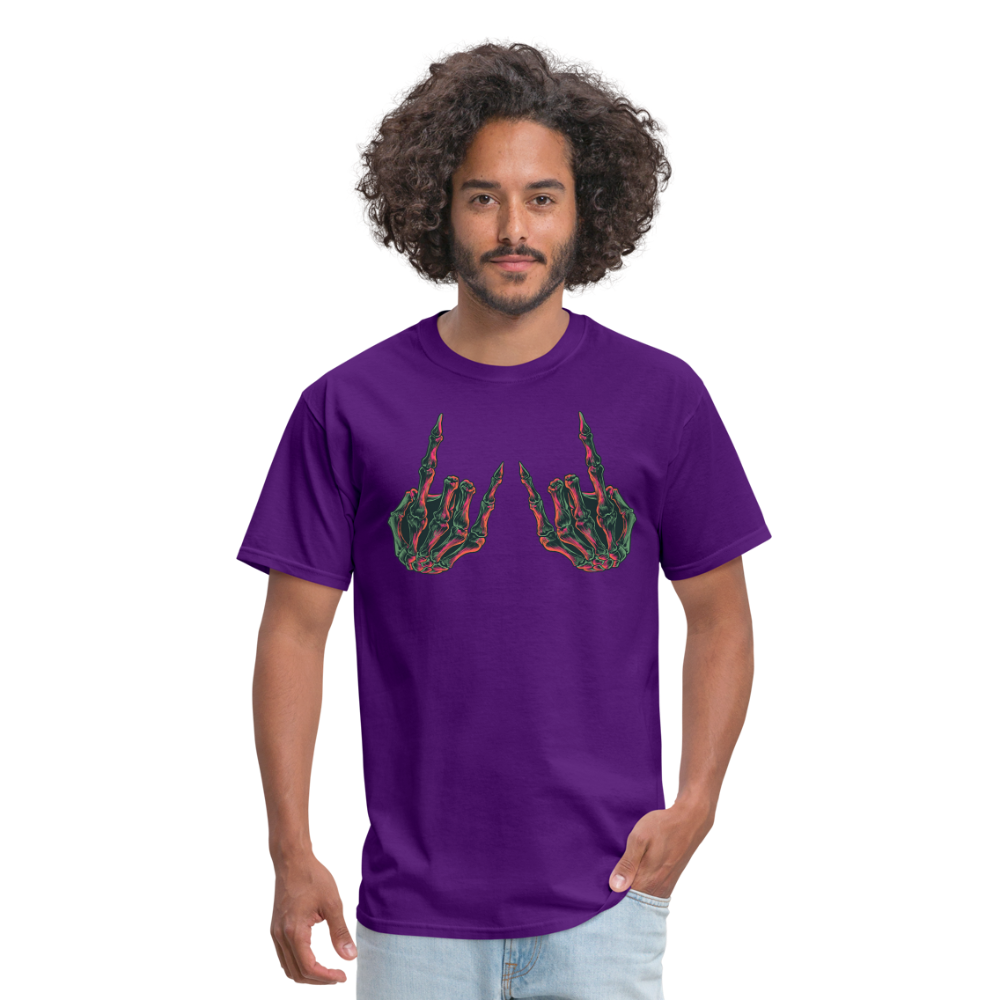 Rock On Skeleton Hand Graphic Tee Rock And Roll Unisex T-Shirt - purple