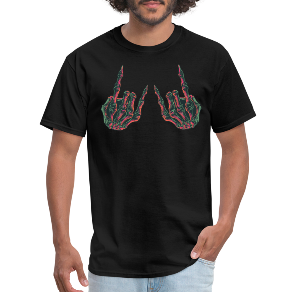 Rock On Skeleton Hand Graphic Tee Rock And Roll Unisex T-Shirt - black