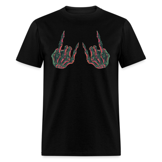 Rock On Skeleton Hand Graphic Tee Rock And Roll Unisex T-Shirt - black