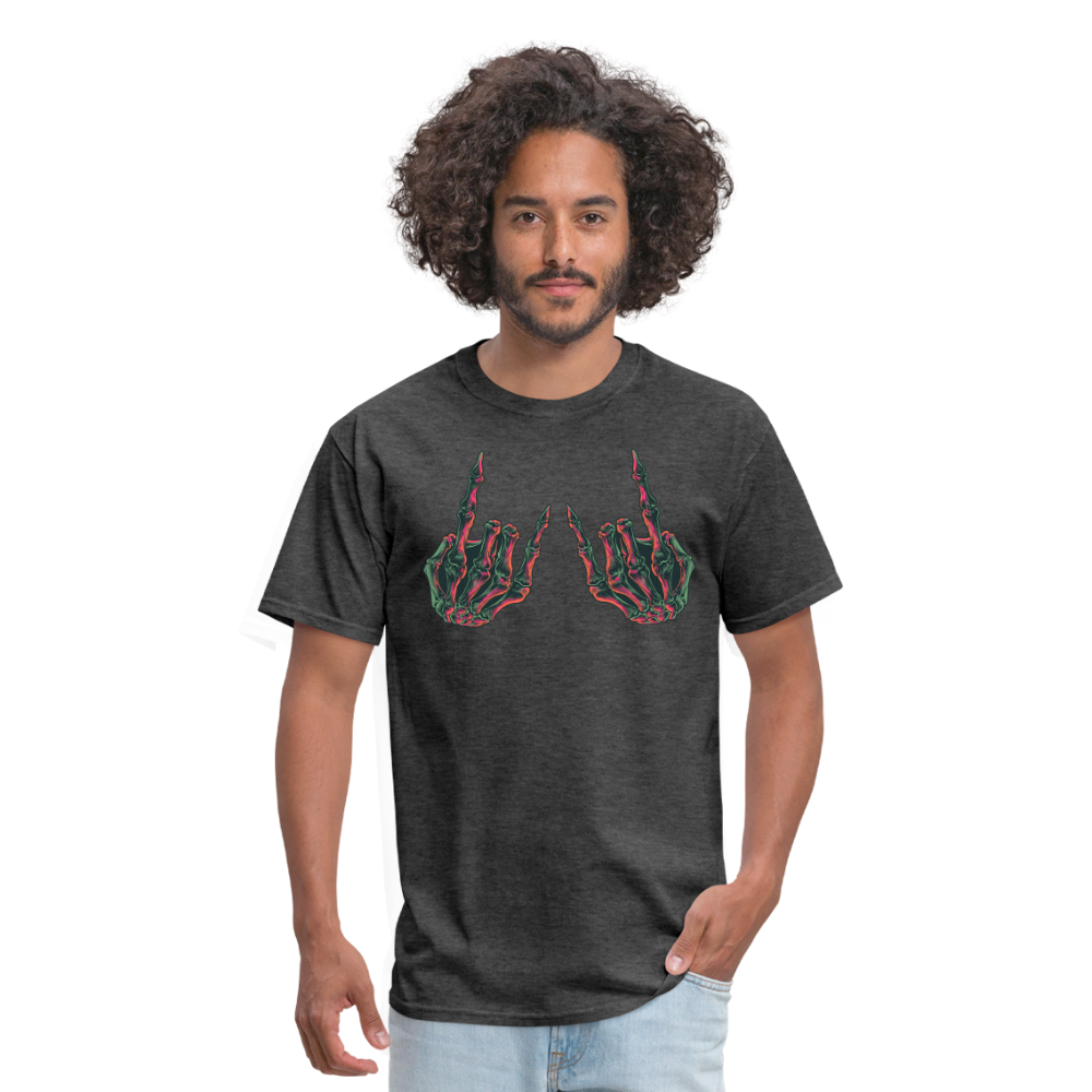Rock On Skeleton Hand Graphic Tee Rock And Roll Unisex T-Shirt - heather black