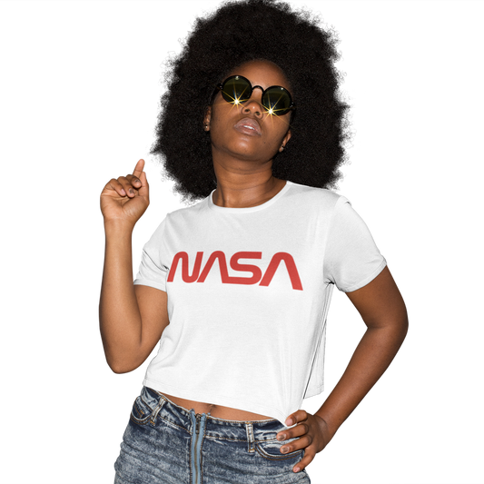 NASA Insignia Worm Logo Women's Cropped T-Shirt