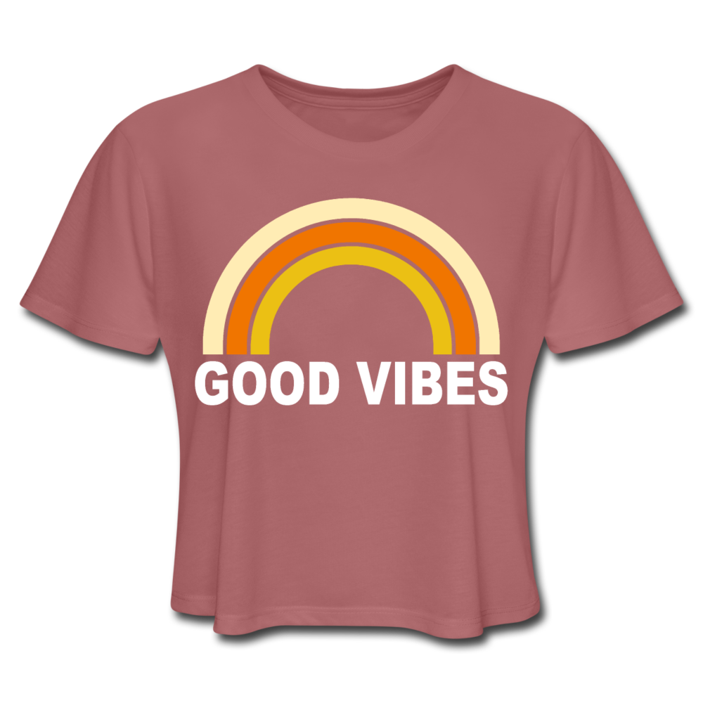Hippy Rainbow Good Vibes Women's Cropped T-Shirt