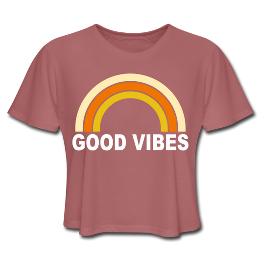 Hippy Rainbow Good Vibes Women's Cropped T-Shirt