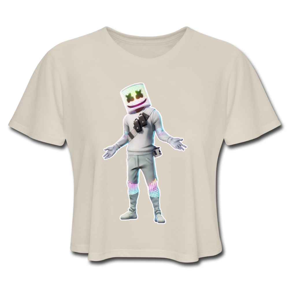 Marshmello Women's Cropped Fortnite Video Game T-Shirt - dust