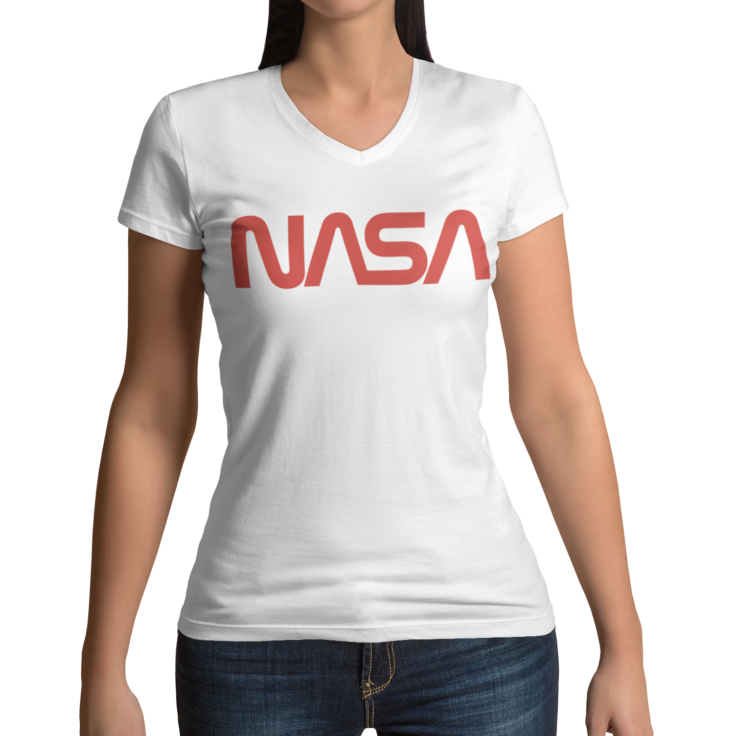 NASA Insignia Worm Logo Women's V-Neck T-Shirt