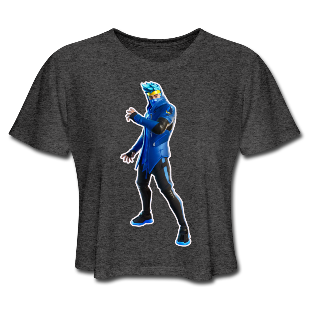 Ninja Fortnite Women's Cropped Video Game T-Shirt - deep heather