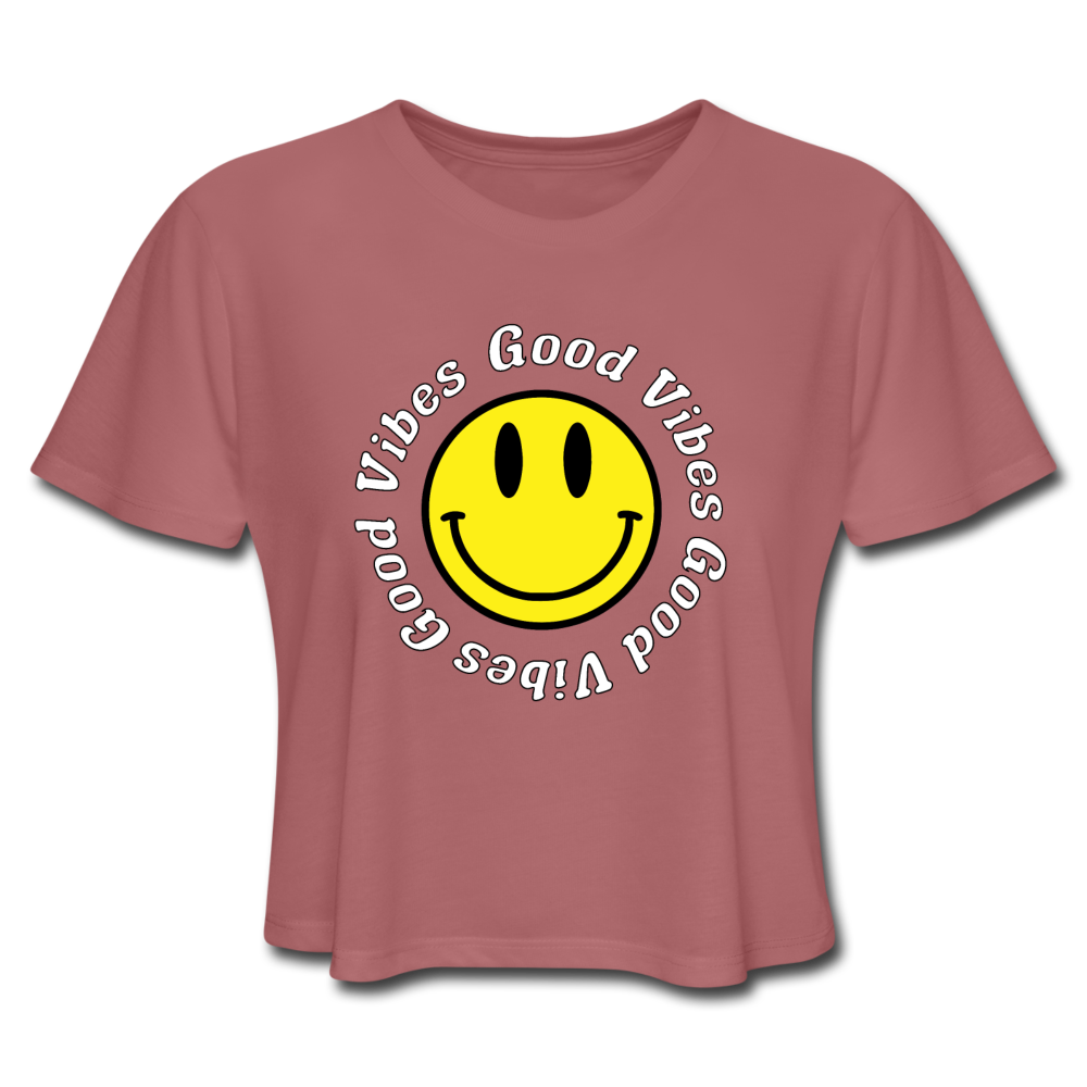 Smiley Face Good Vibes Women's Cropped T-Shirt