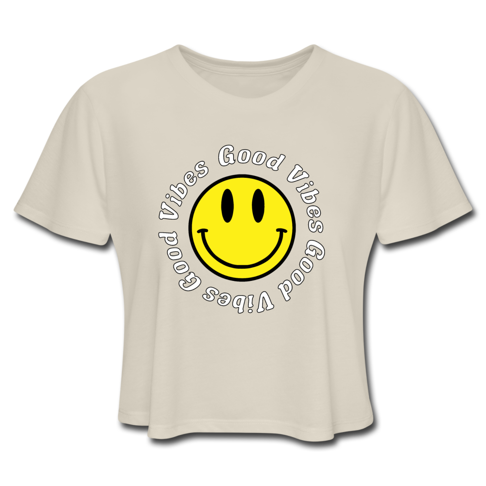 Smiley Face Good Vibes Women's Cropped T-Shirt
