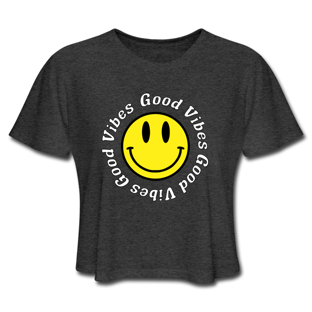 Smiley Face Good Vibes Women's Cropped T-Shirt