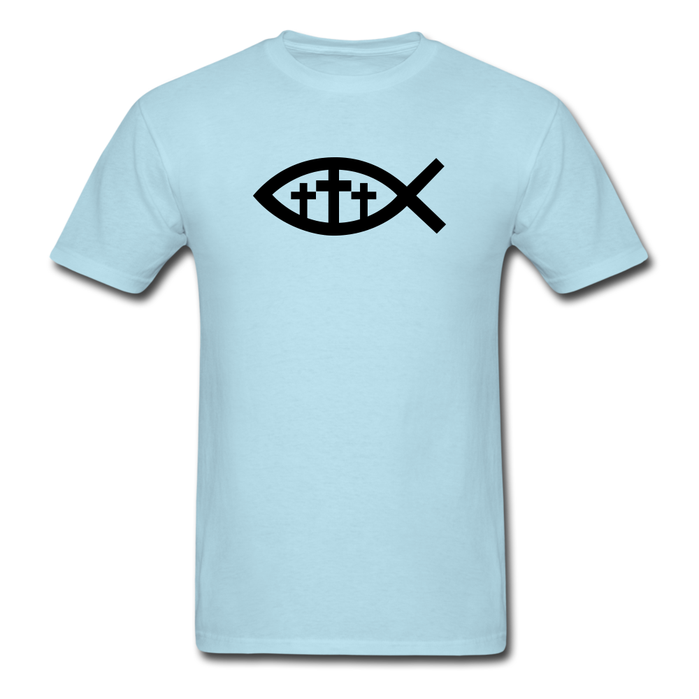 Three Crosses Tee Bright - powder blue