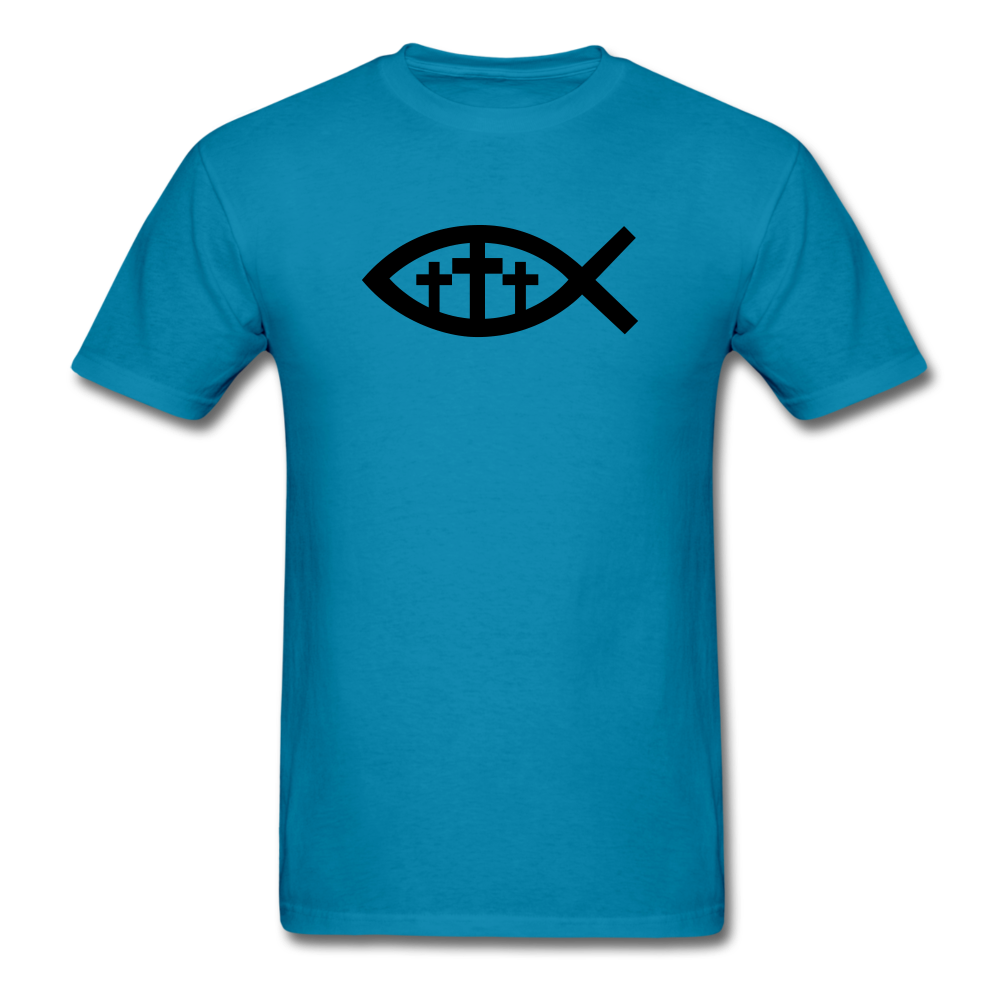 Three Crosses Tee Bright - turquoise