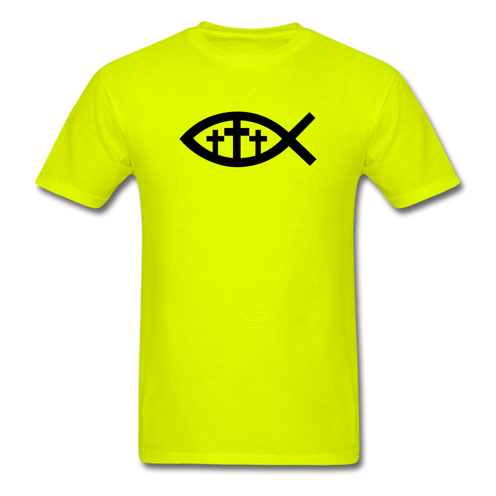 Three Crosses Tee Bright - safety green