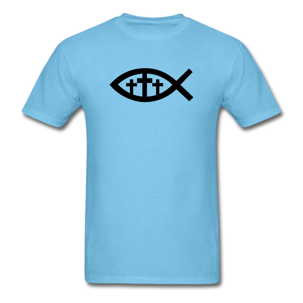 Three Crosses Tee Bright - aquatic blue