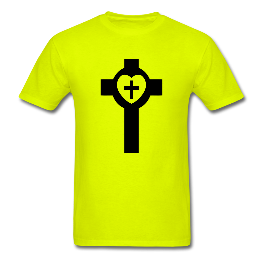 Lutheran Cross Tee Bright - safety green