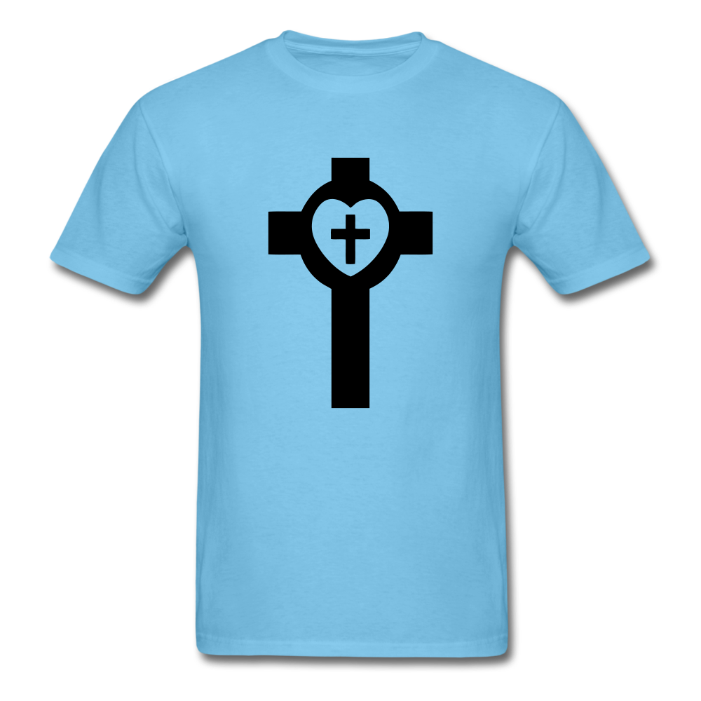 Lutheran Cross Tee Bright - aquatic blue
