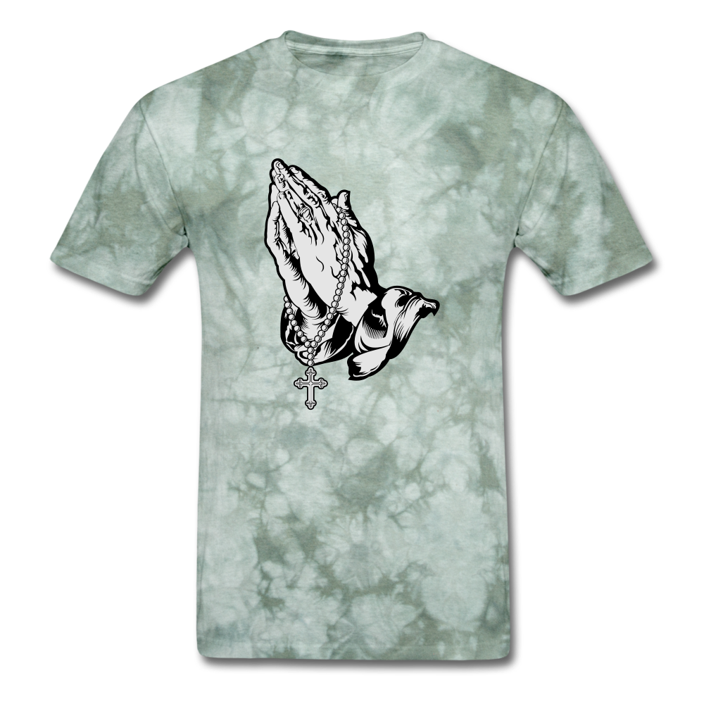 Praying Hands Mineral Tee - military green tie dye