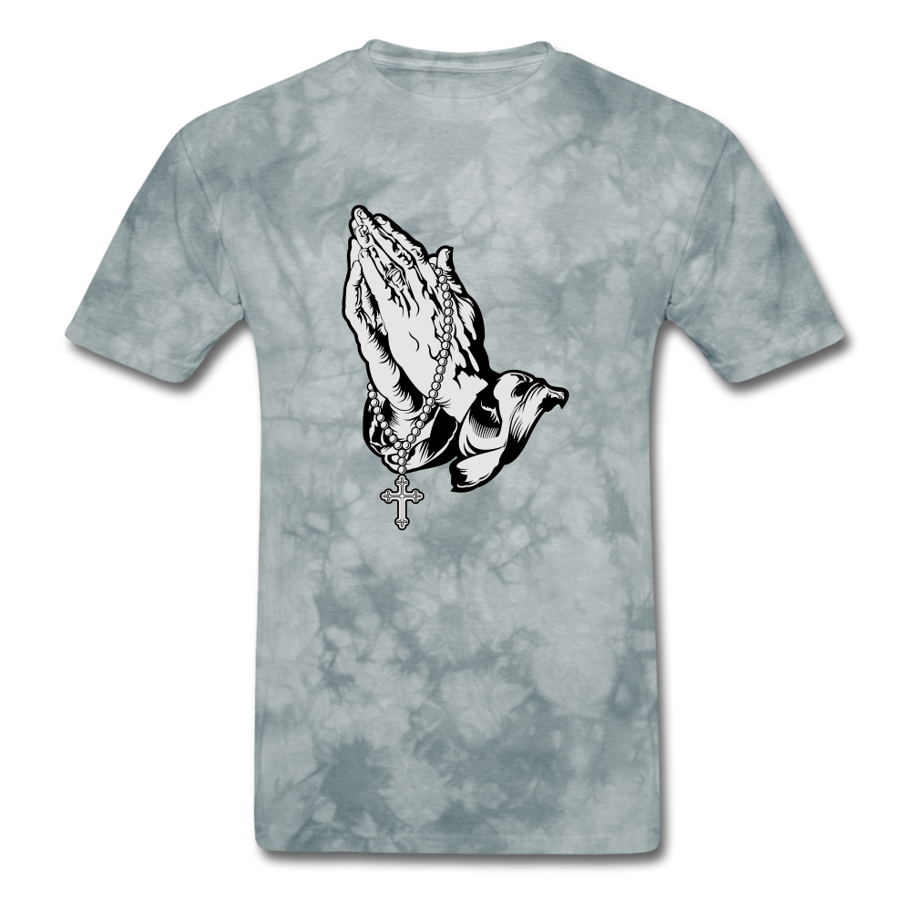 Praying Hands Mineral Tee - grey tie dye