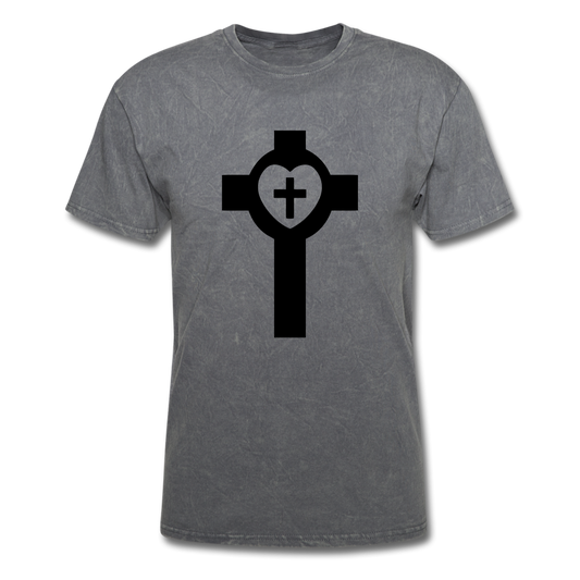 Lutheran Cross Mineral Tee - mineral charcoal gray