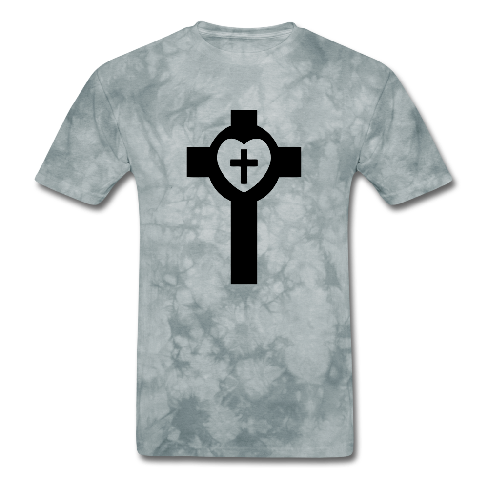 Lutheran Cross Mineral Tee - grey tie dye