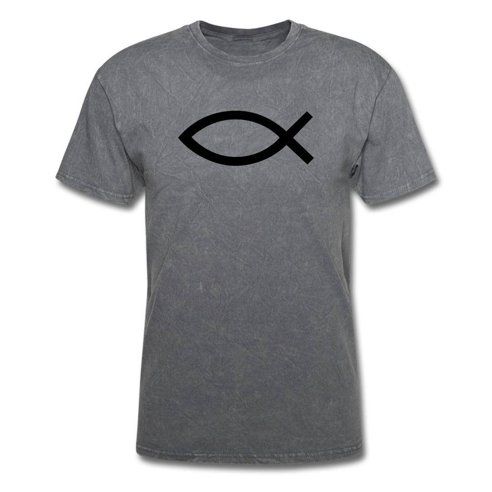 Blank Jesus Fish Mineral Tee - mineral charcoal gray