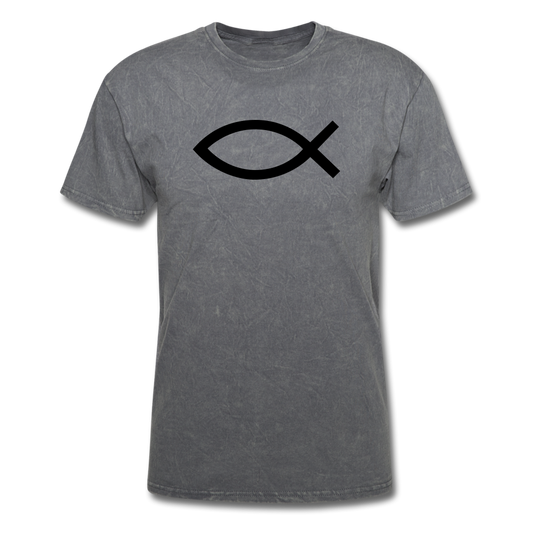 Blank Jesus Fish Mineral Tee - mineral charcoal gray