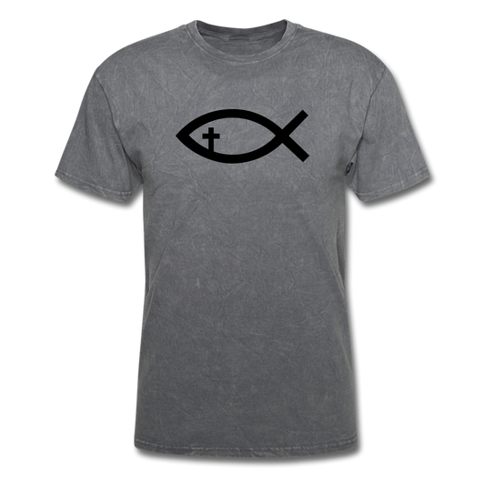 Cross Fish Mineral Tee - mineral charcoal gray