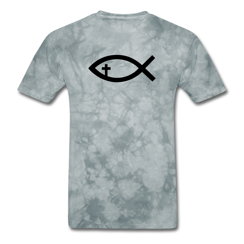 Cross Fish Mineral Tee - grey tie dye
