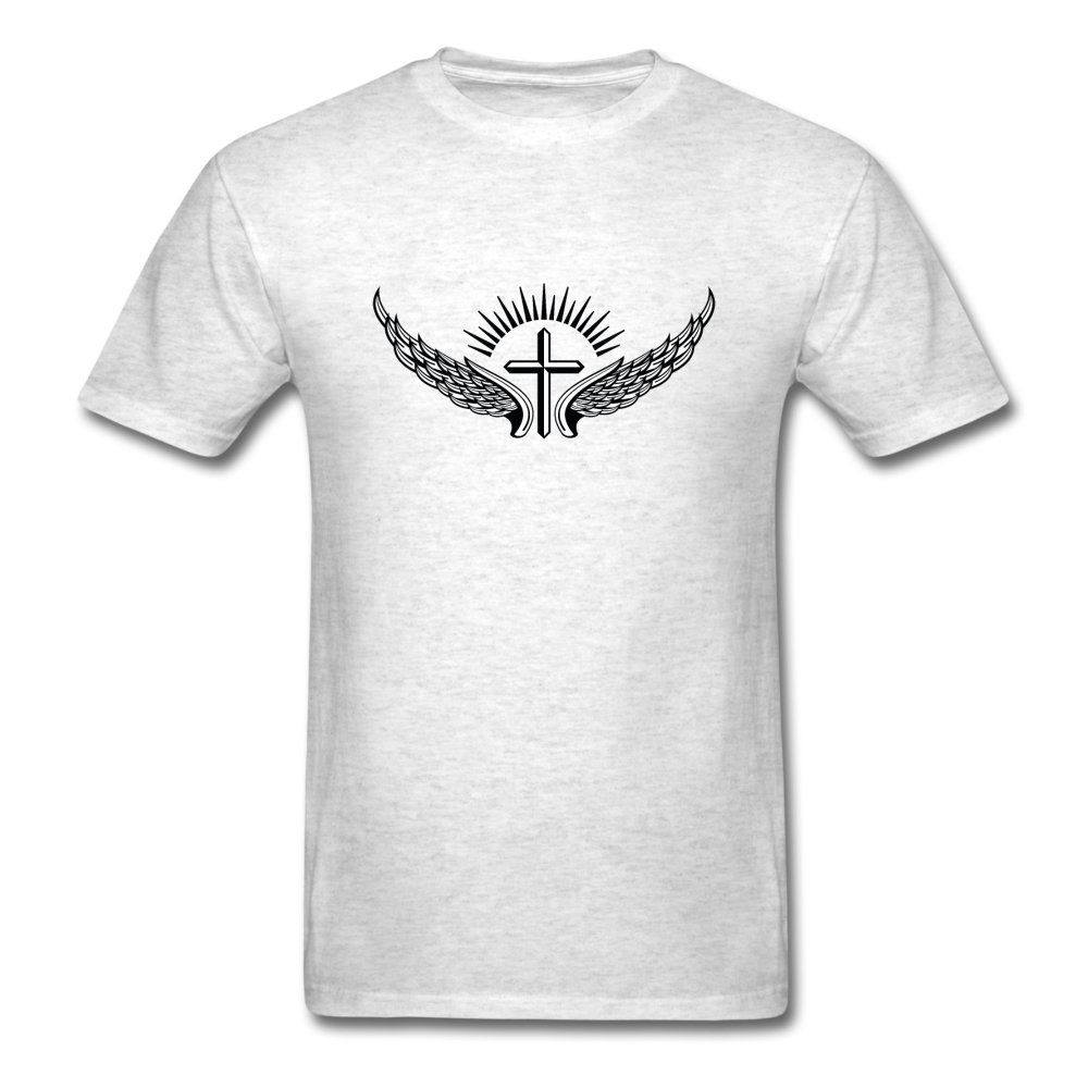 Winged Cross mineral Tee - light heather gray