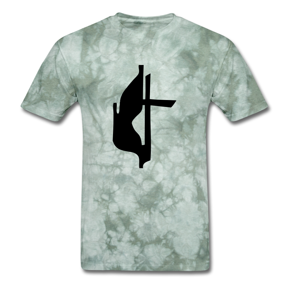 Methodist Cross Mineral Tee - military green tie dye