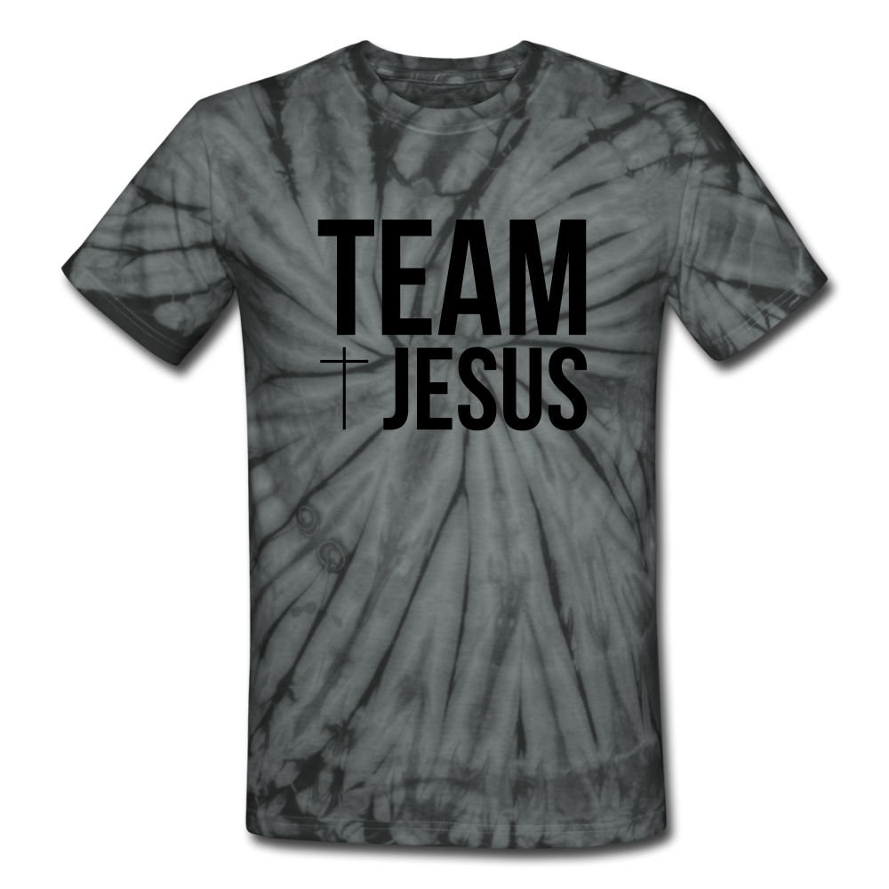 Team Jesus Tie Dye Shirt - spider black
