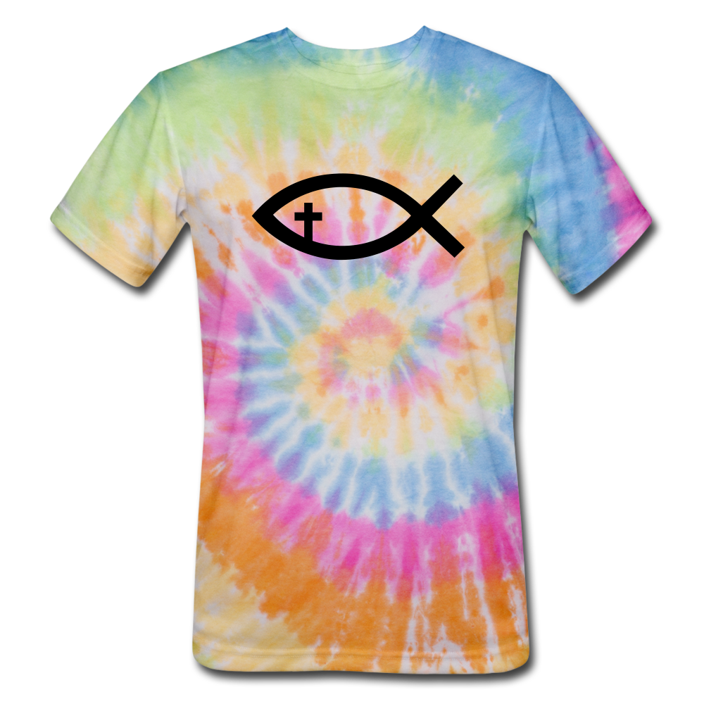 Cross Fish Tie Dye Tee - rainbow