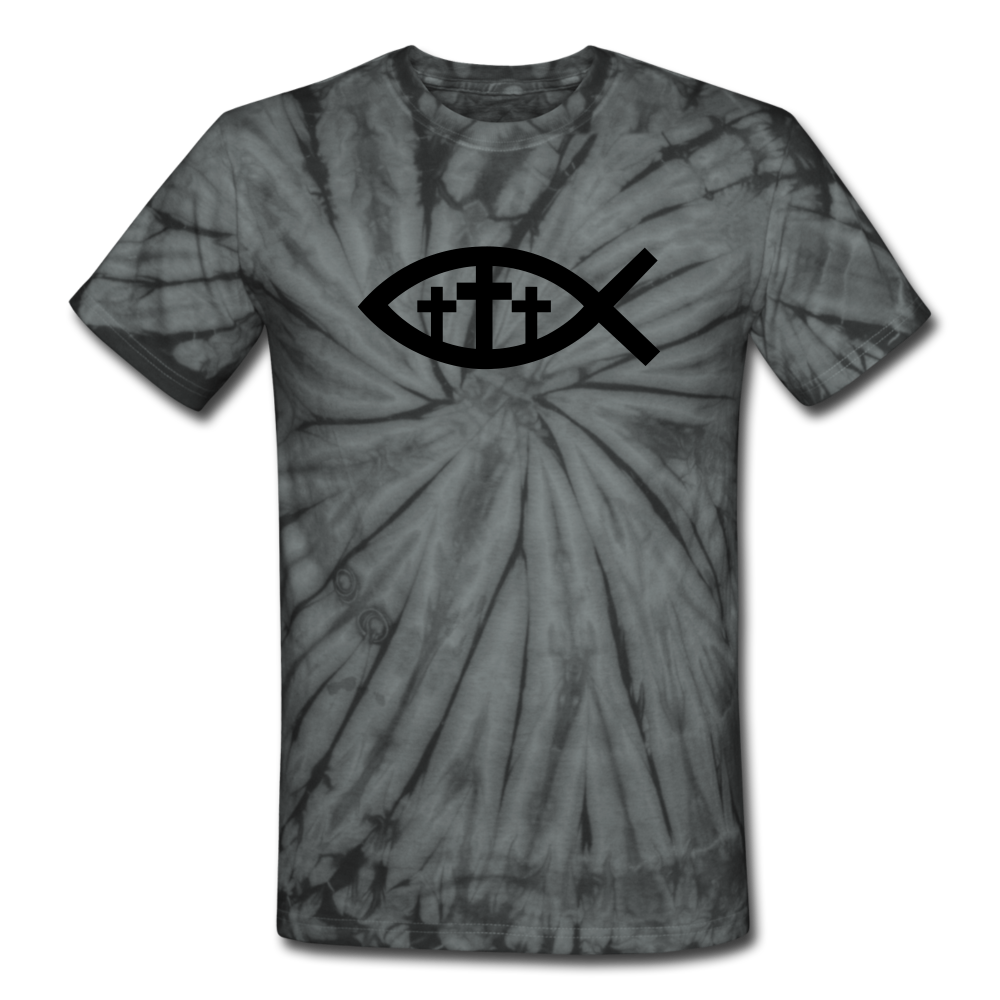 Three Crosses Tie Dye Tee - spider black