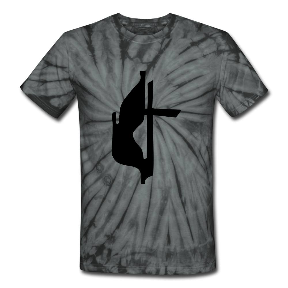 Methodist  Cross Tie Dye Tee - spider black