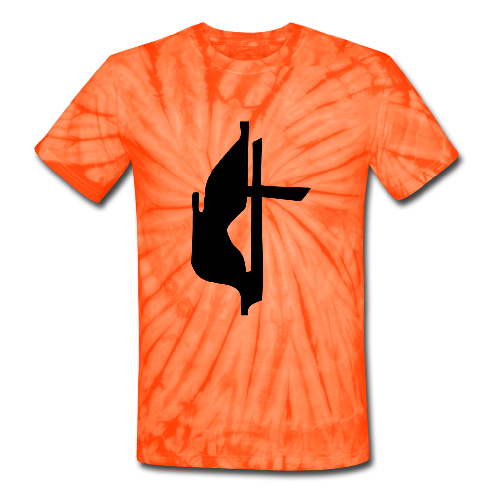 Methodist  Cross Tie Dye Tee - spider orange