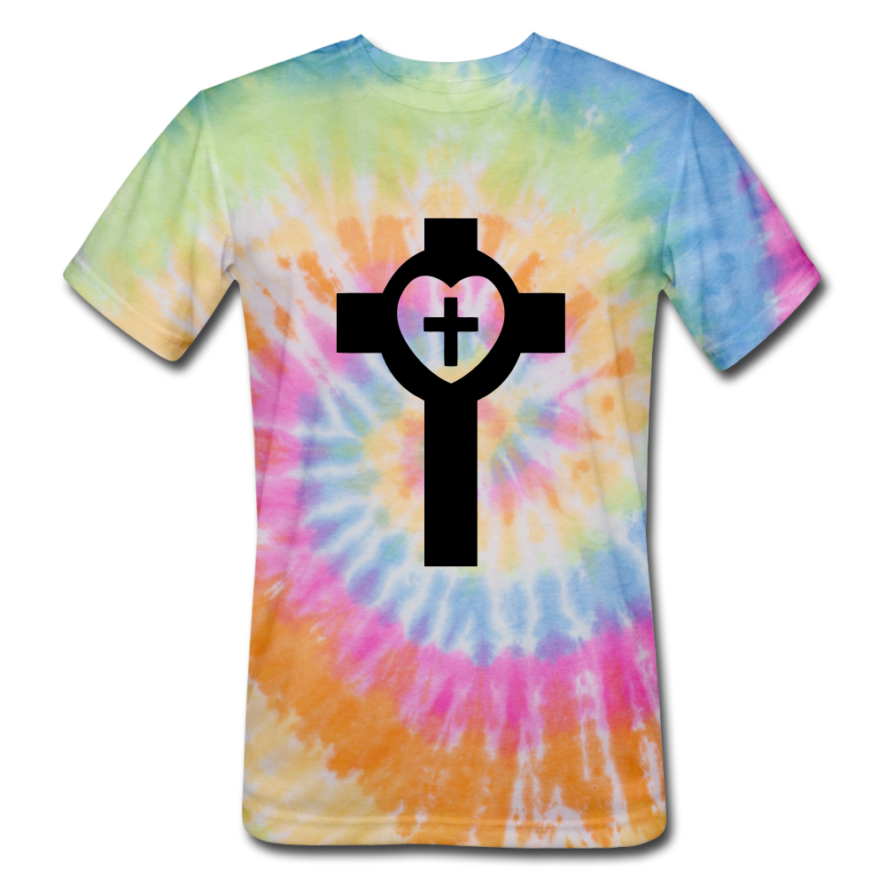 Lutheran Cross Tie Dye Tee - rainbow