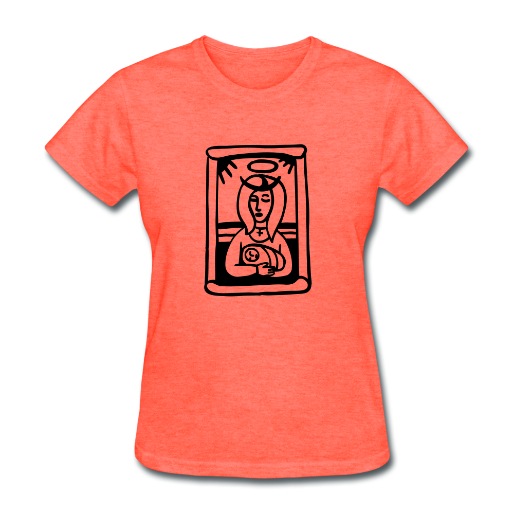 Mother Mary Women's Tee Bright Heather - heather coral