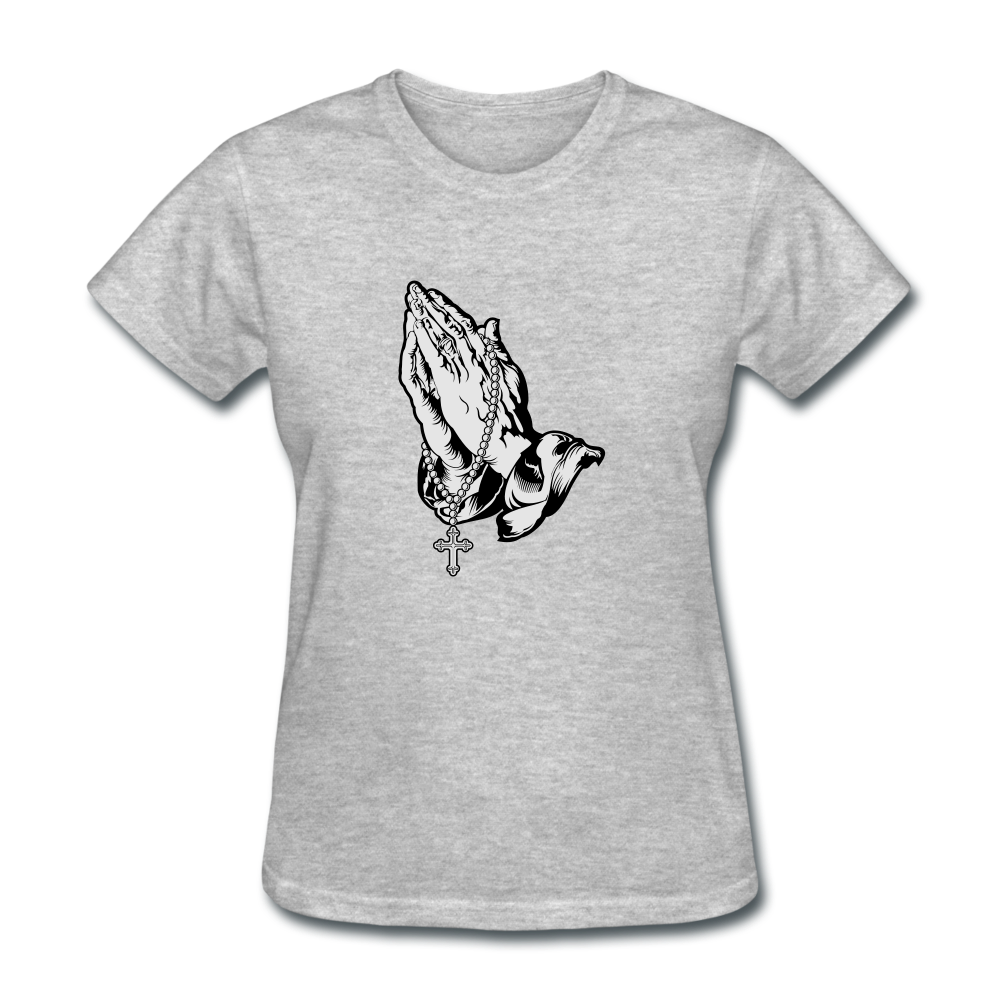 Praying Hands Women's Tee Heather - heather gray
