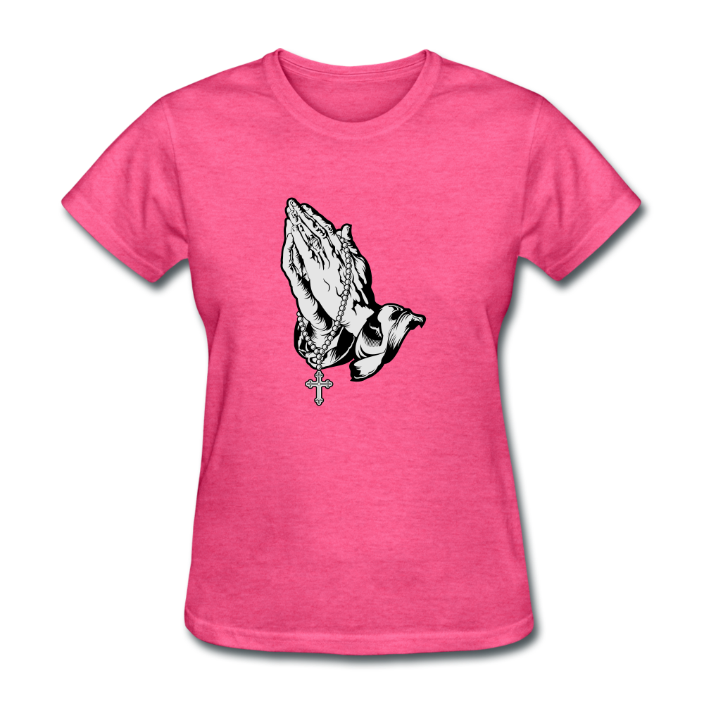 Praying Hands Women's Tee Heather - heather pink