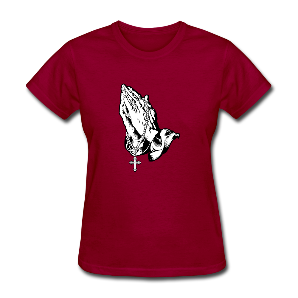 Praying Hands Women's Tee - dark red