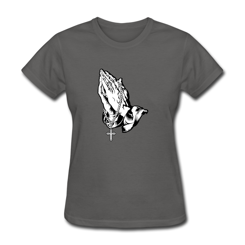 Praying Hands Women's Tee - charcoal